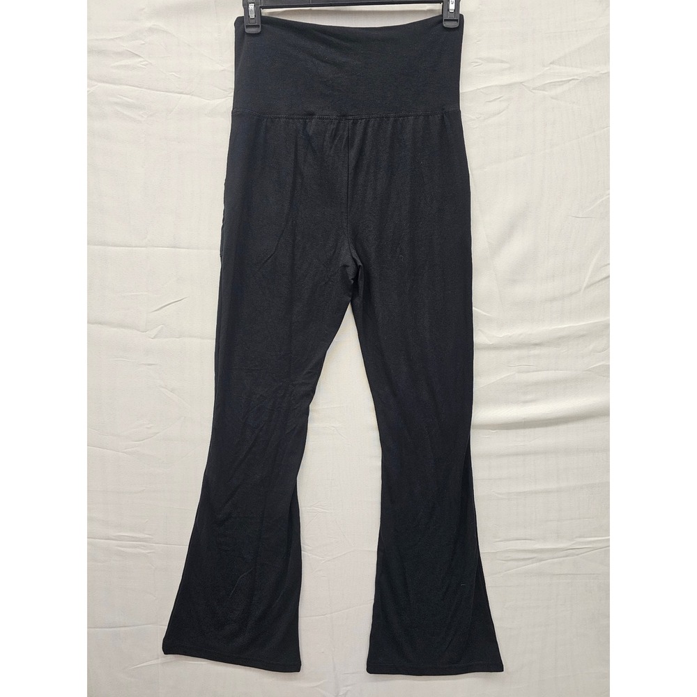 A New Day Womens Black High Waisted Flare Leg Yoga Pants with Pockets Large